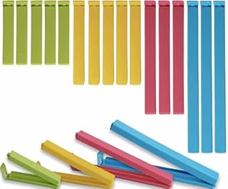 Set of 15 - Food Bag Clips for Food Storage in 3 Assorted Sizes & Colours - convenient for keeping food fresh, sealing packets, Freezer Bags & Pet Food Storage Bags