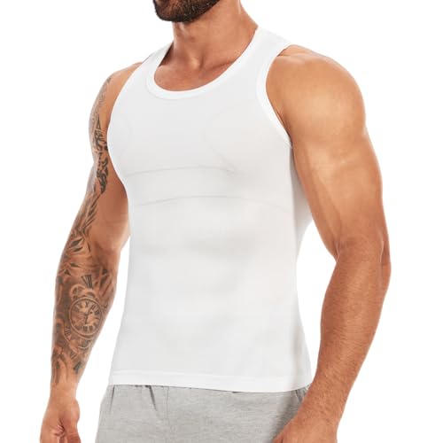 MISS MOLY Mens Body Shaper Gynecomastia Compression Shirt Tummy Control Tank Top Shapewear Undershirt Slimming Vest