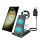 Induktive Ladestation für Samsung，ADADPU Kabelloses Ladegerät 3 in 1 Kompatibel für Galaxy Watch 7/6/5/5 Pro/4/3/Active 2，Wireless Charger für Samsung S25 S24 S23 S22 Ultra S21 Note 20 Galaxy Buds