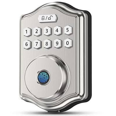 52HZ Fingerprint Door Lock, Keyless Entry Door Lock with Code, Voice Guidance Electronic Keypad Deadbolt Smart Locks for Front Door, Anti-Peeping Password, Auto Lock, Easy to Install, Satin Nickel