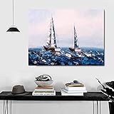  HLSHOE Leinwand Malerei Segelboot Ölbilder Wandkunst Landschaft Poster und Drucke Für Wohnzimmerdekoration Kein Rahmen (Color : 1710951919, Size : 20x25cm)