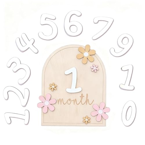 JOOTUEPO Tarjetas de Hitos Mensuales de Bebés, Grabado Doble Cara, Set de Regalo para Recién Nacido y Cumple Mes Bebé, Accesorios Para Fotos, Regalo Para Futuras Madres Padres