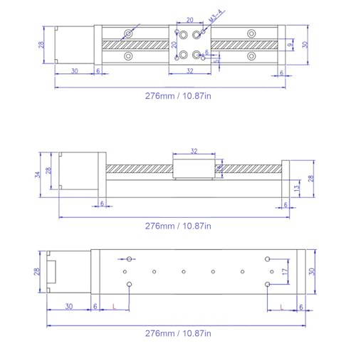 Actuador deslizante de riel lineal aleación de aluminio 200 mm 7