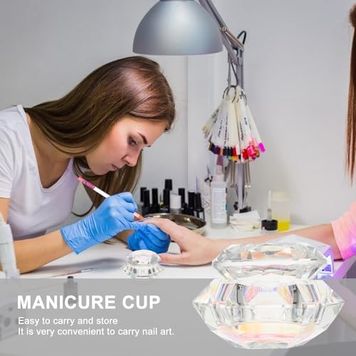 Vaso de vidrio para arte de uñas con tapa mini miniatura 4