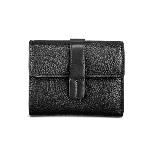 AOXONEL Small Womens Wallet Leather Wallets for Women Rfid Ladies Wallets Trifold Wallet Compact Thin with Card Slots and Zipper Coin Pocket (Black)