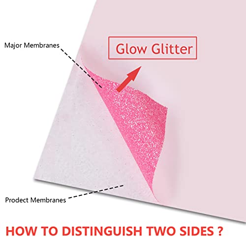 Image of guangyintong Heat Transfer Vinyl Glow Glitter Pink HTV Rolls, 12 inch x 5ft Pink Iron on Vinyl for T Shirts, Glitter HTV Vinyl for All Cutter Machine Easy to Cut & Weed for Heat Vinyl Design