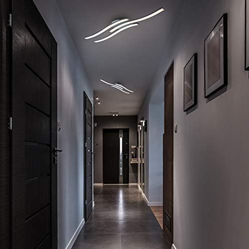B.K.Licht lampa sufitowa LED, elegancka zakrzywiona konstrukcja, w zestawie 3 wbudowane panele LED 6 W 480 lm 230 V, stopień ochrony IP20, ciepłe białe światło 3000 K, długość 222 mm, nowoczesna oprawa sufitowa do