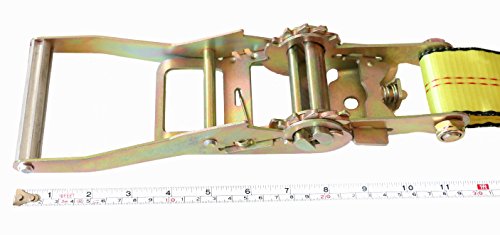 Dkg-304 Yellow Heavy Duty Double J Hook Wheel Strap With Ratchet - Over Tire Wire Hook Car Hauler Tie Down - Auto Transporter Trailer Strap With Steel Ratchet - Working Load Limit Of 3330 Lb (2 Pack) #TOP4