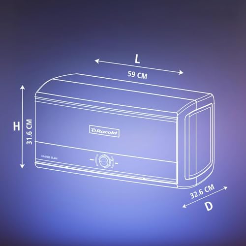 Image of RacoldOmnis Slim 15L Horizontal Energy Efficient Storage Water Heater (Geyser) With Free Standard Installation & Pipes |Italian Design| Shower Ready Indicator | Suitable For High Rise Buildings