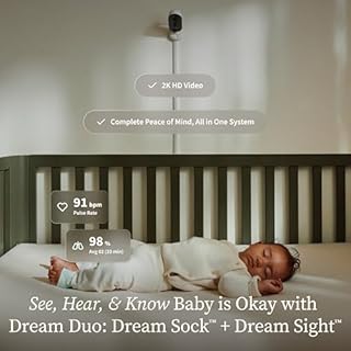 Owlet Dream Duo (3rd Gen) – Smart Baby Monitor with Sock & HD Video Cam, Tracks Pulse Rate, Oxygen Trends & Sleep, 2K HD Video, Cry & Motion Alerts, Temp Monitoring | Bedtime Blue