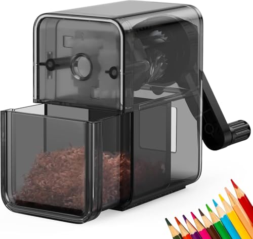 Pencil Sharpener Black Manual Pencil Sharpener with Stronger Helical Blade to Fast Sharpen for Kids School Classroom Home Artists Ideal for No.2/Colored/Art Pencils