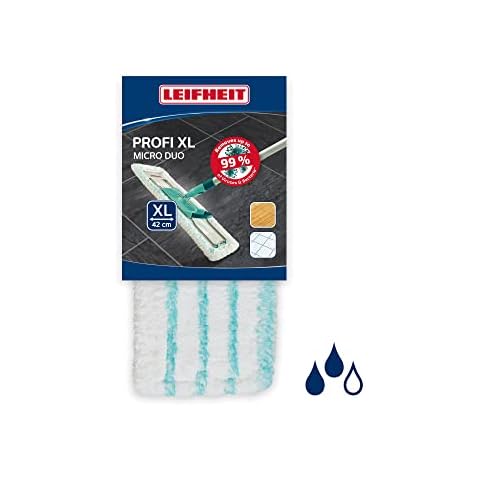 Leifheit Profi XL Mop Replacement Wiper Cover Micro Duo, Micro fibre mix for effective cleaning across all floor types, Fits all Leifheit Profi Mops, 42 cm width Cover