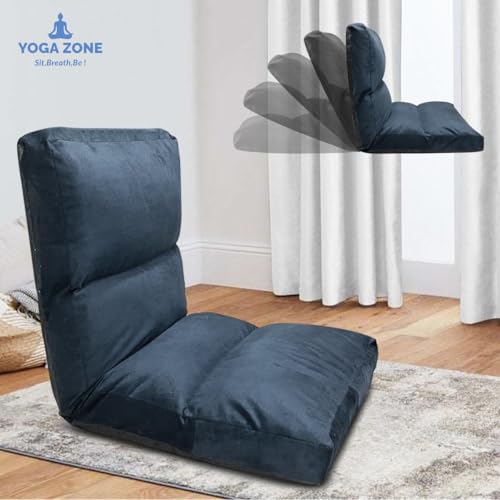 Kawachi Reclining Cushion Floor Chair for Living Room, Meditation Chair, Adjustable Back Rest with 5 Position Lock-in, Back Support, Maintain Posture While Sitting on Floor for Yoga/Pooja (Dark Grey) - Image 4