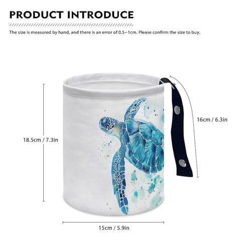 Image of Sea Turtle Car Trash Can Reusable Portable Car Garbage Bin Easy to Clean Collapsible Waste Multipurpose Bin Auto Accessories Interior