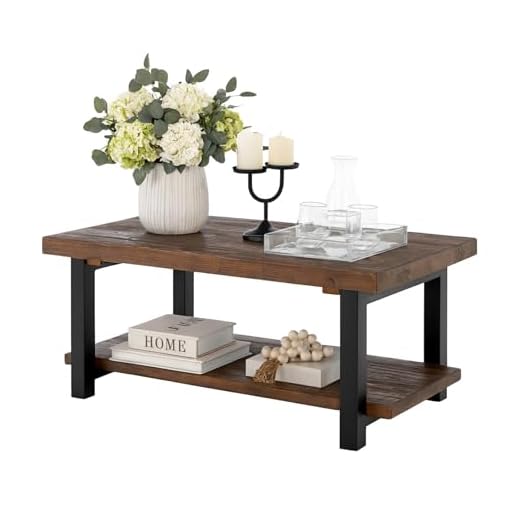 Rustic 42-Inch Solid Wood Coffee Table