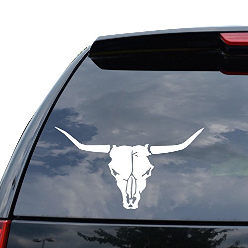 DiamondCutStickerz Longhorn Cow Bull Cattle Skull Ranch Rancher Style1 Decal Sticker Car Truck Motorcycle Window Bumper Laptop Wall Decor - Size (05 Inch / 13 Cm Wide) - Color (Gloss White)