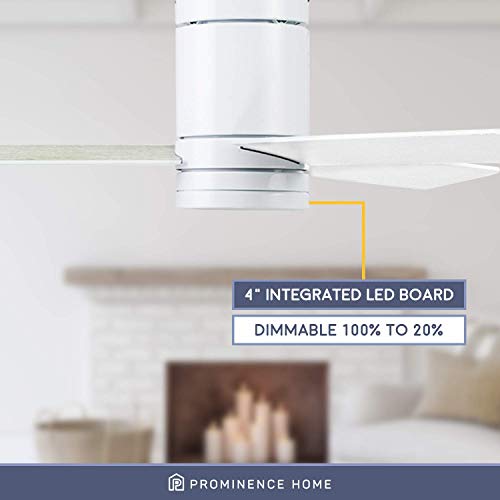 Prominence Home Espy, 52 Inch Flush Mount Contemporary Indoor Led Ceiling Fan With Light, Remote Control, 3 Modern Dual Finish Blades, Reversible Motor - 51463-01 (Bright White) #TOP2
