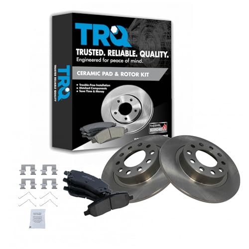 Image of TRQ Rear Brake Pad and Rotor Set Ceramic Solid Rotors