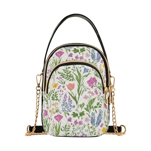 Wildflowers Plants Weeds Pattern Crossbody Bag for Women Shoulder Handbag Ladies Purse Cell Phone Tote Bags2