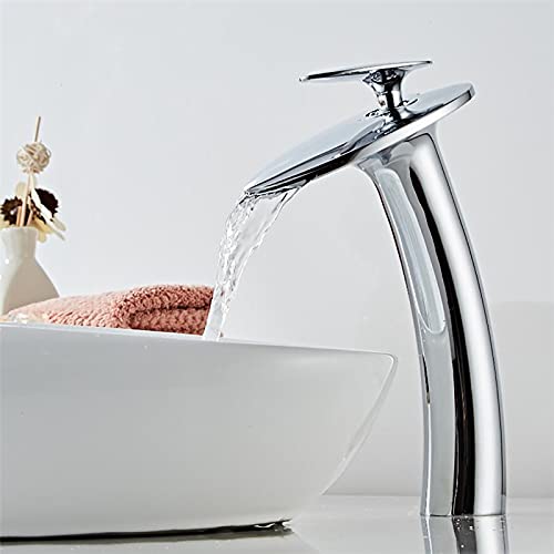 Grifo cascada lavabo baño water-tap cromado sobre cubierta con caída en lámina 2