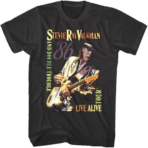 Photo de Stevie Ray Vaughan & Double Trouble Live Alive Tour 1986 Men's T-Shirt Unisex Black Cotton Print Tee Shirts M