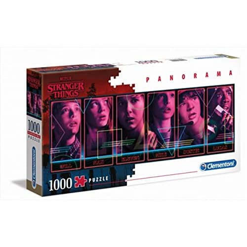Clementoni - Puzzle 1000 piezas panorámico Stranger Things, Puzzle adulto series Netflix (39548)