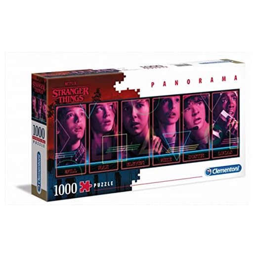 Clementoni - Puzzle 1000 piezas panorámico Stranger Things, Puzzle adulto series Netflix (39548)