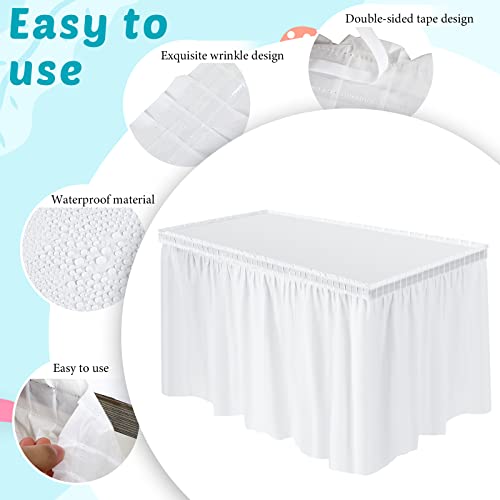 Breling 4 Pack White Plastic Table Skirt 29 Inches X 14 Ft Disposable Table Skirt For Rectangle Table Tutu Table Skirt Plastic 74 X 427 Cm/ 29 Inches X 14 Ft #TOP1