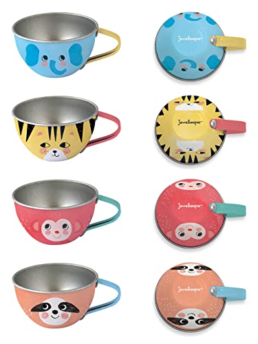 Jewelkeeper - Kinderspiel Zinn Teeservice & Tragetasche, Kindergeschirr Spielküche, 15-teilig - Dschungel Design – Bild 7