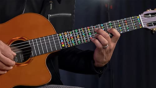 Image of CVANU Guitar Fretboard Sticker Fingerboard Frets Note Chart Decals Stickers Beginner Learner Acoustic-Electric Guitar Size(9.1cm X 14.5cm) Multicolor