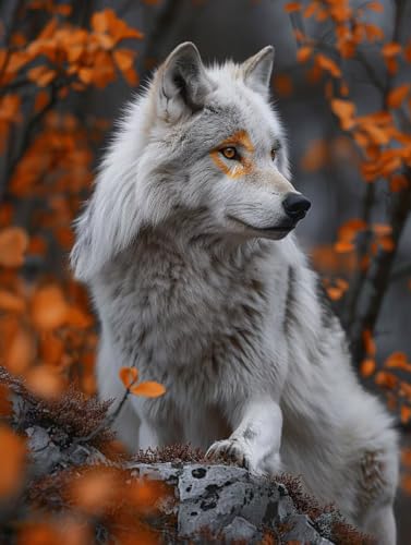 ペイントバイナンバー 狼 ナンバーペイント 動物 大人用 初心者向け 手塗り 塗り絵 ハンドメイドクラフトアート 簡単 DIY 数字油絵 セット 含む インテリア アクリル 水彩絵の具, インテリア 壁飾り ホームデコレーション ギフト 額縁付き 100x