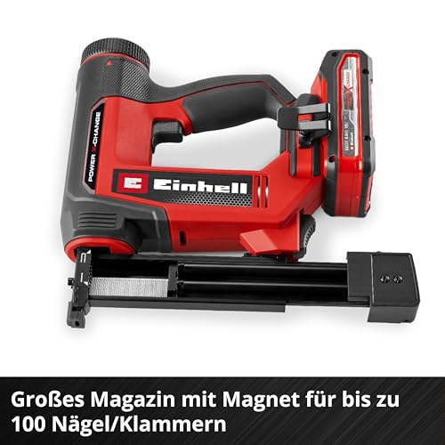 Einhell Akku-Nagler / -Tacker TE-CN 18/32 Li - Solo Power X-Change (18 V, 20 Schläge/min, max. 25 mm Klammern, max. 32 mm Nägel, inkl. je 300 Klammern & Nägel, ohne Akku)