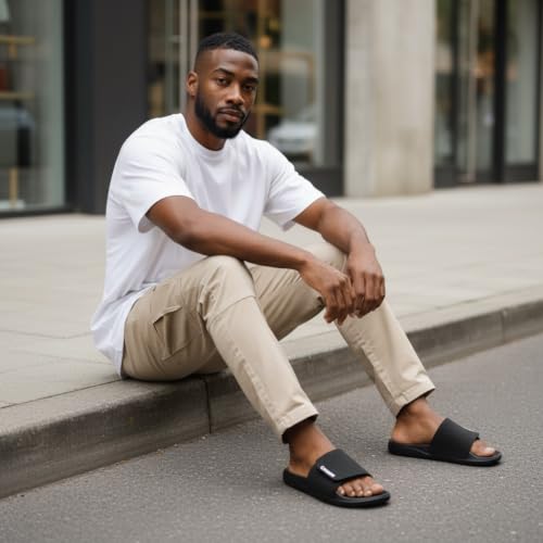 Image of CHUPPS Flow Black & Black Drift Orthopedic Slippers | Soft Footpharma Footbed | Breathable Ventilation Holes | Lightweight Flip Flops | Anti-Skid Chappals for Everyday For Mens