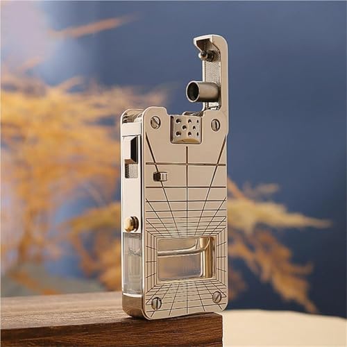 Encendedor vintage de kerosene de metal con ventana de aire miniatura 2
