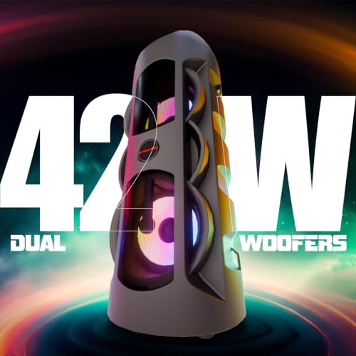 Image of E GATE Thor 306 42W Party Speaker | Dual Driver Deep Bass | Splash Proof | RGB Lights | TWS | BT 5.2 | USB AUX TF FM | Type-C Charging | Portable Bluetooth Speaker for Home Outdoor Party