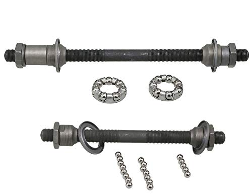 BDCP Fahrrad Achse Vorderradachse Hinterradachse Set 130mm 178mm mit Kugeln Achsen (Set HR und VR 178 x 9,5/130 x 9,5)