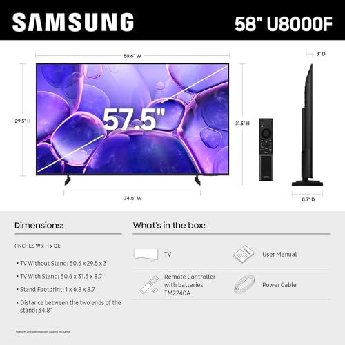 Image of Samsung 58-Inch Class Crystal UHD U8000F 4K Smart TV (2025 Model) Endless Free Content, Crystal Processor 4K, MetalStream Design, Knox Security, Alexa Built-in