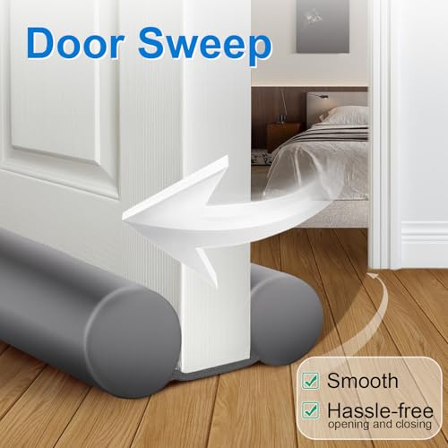 Image of MAXTID Large Draft Stopper 30 Inch for Small Size Bedroom, Fits 0.5 to 1.7 inch Gaps Under Door, Air Blocker Grey Gap Stoppers, Draft Guard for Bottom of Doors