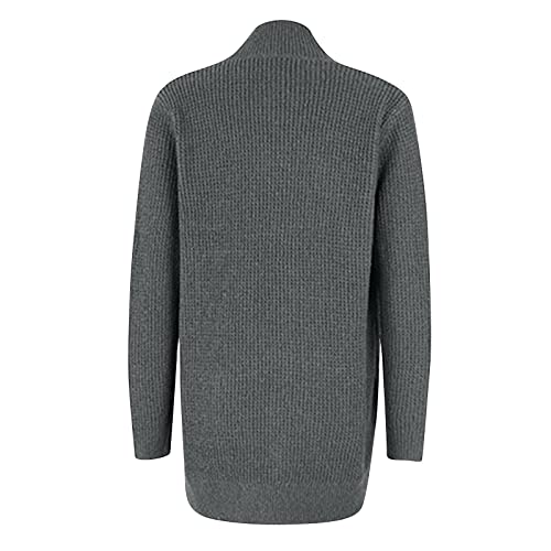 Fall Sweater For Women 2022, Womens Turtleneck Sweater Womens Oversized Sweaters Women's Casual Loose Solid Color Long Sleeve Cardigan Sweater Top Outwear Cardigan Knit Sweater(Dark Gray,Large) #TOP2