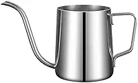 Chaleira Bico de Ganso em Aço Inox para Café Barista, Jarra Pitcher, 350ml, Prata