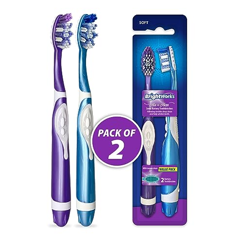 BrightWorks Sonic Battery Powered Toothbrush (2-Pack) 620729 の商品画像 1
