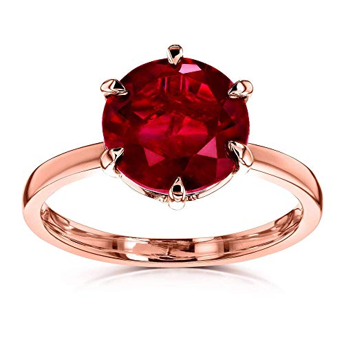 Kobelli Created Red Ruby 6-Prong Solitaire Ring 10mm 14k Rose Gold