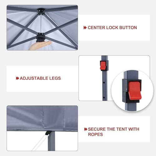 ABCCANOPY 10x10 Pop Up Canopy - Outdoor Patio Portable Canopy Tent Gazebo Heavy Duty for Backyard and Deck with 4 Sandbags and 8 Stakes (Gray) by ABCCANOPY - Used condition - Image 5