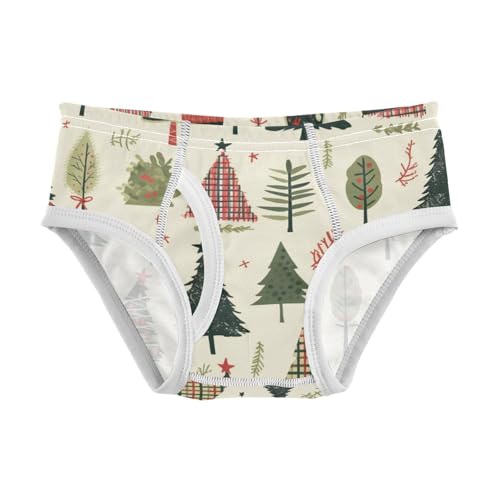 KLL Buffalo Plaid Christmas Trees Boys Toddler Pure Cotton Underwear Briefs Breathable Children Undies