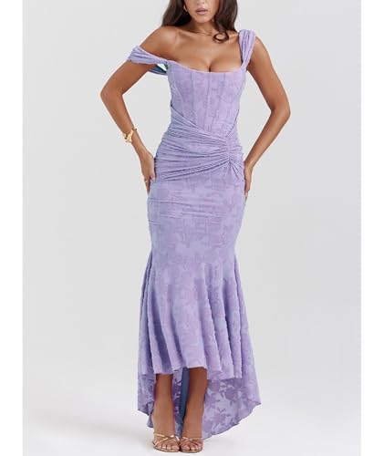 Robe queue de poisson en dentelle premium et design à chevrons - 2