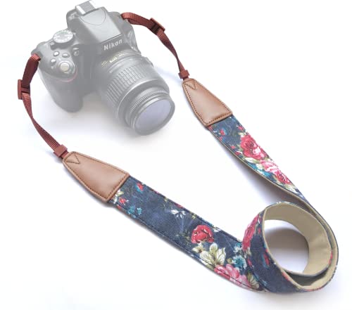 Camera Strap Neck, Adjustable Vintage Floral Camera Straps Shoulder Belt for Women /Men,Camera Strap for Nikon / Canon / Sony / Olympus / Samsung / Pentax ETC DSLR / SLR
