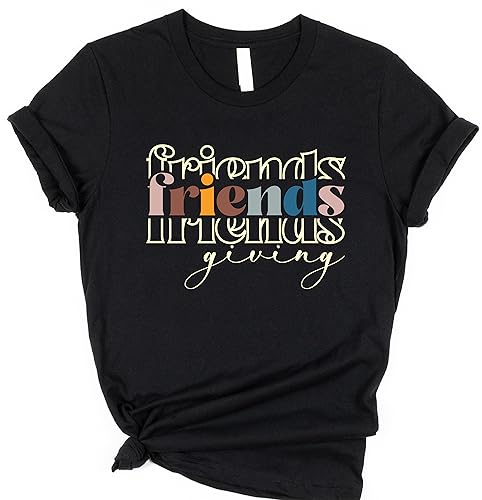 Friendsgiving Shirt Friendsgiving Party Shirt Retro Friendsgiving T-shirt 2023 Thanksgiving Tee (L, Black)2