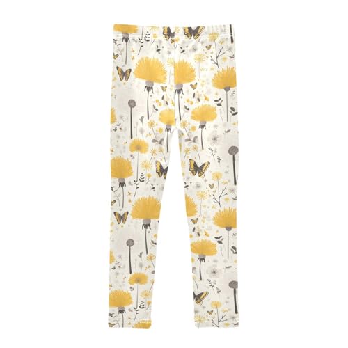 KLL Butterflies Dandelions Pattern Butterflies Gold Girls Athletic Leggings Fashion Full Length Activewear Sports2