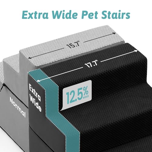Image of COZY KISS Dog Stairs for Small Dogs, 4 Step Pet Stairs for Beds & Couches
