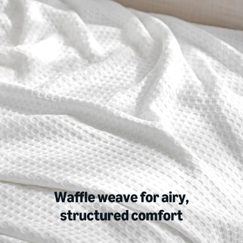 Amazon Basics Waffle 100% Viscose from Bamboo Blanket, Throw, White - image 5